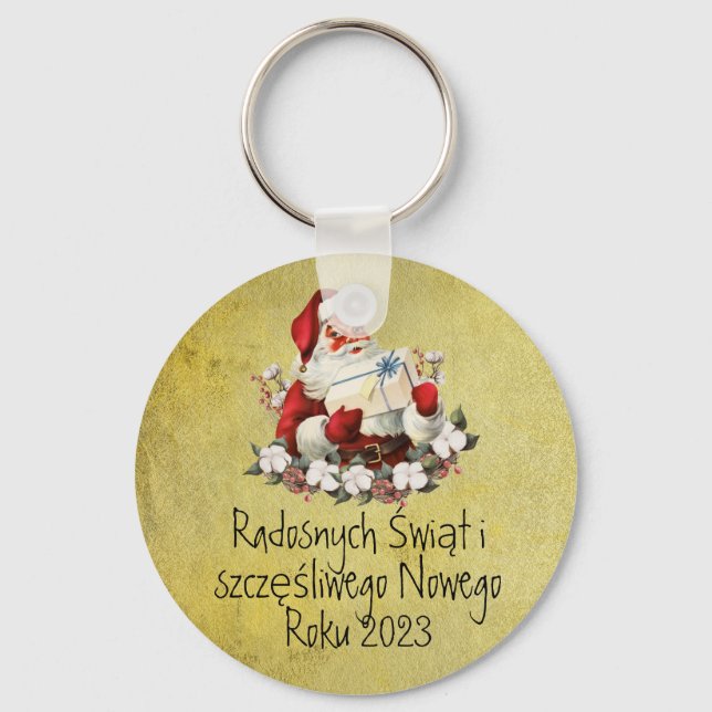 Poland Gift Wesołych Świąt Merry Christmas Polish Key Ring (Front)