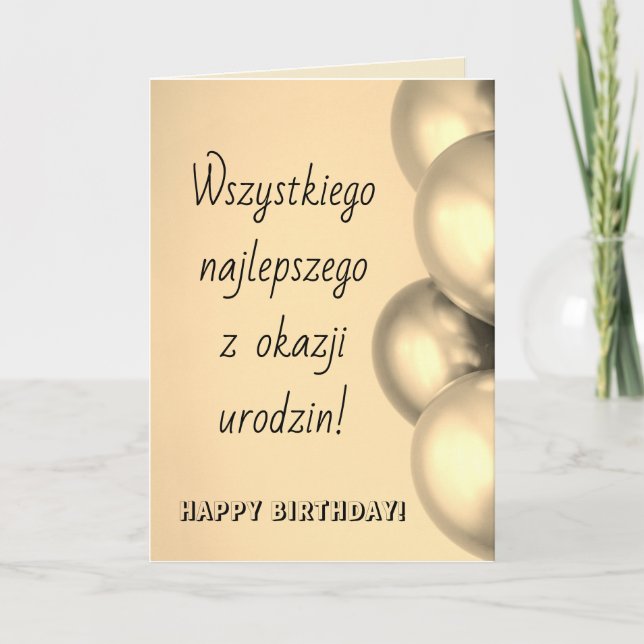 Poland Happy Birthday in Polish Card (Front)