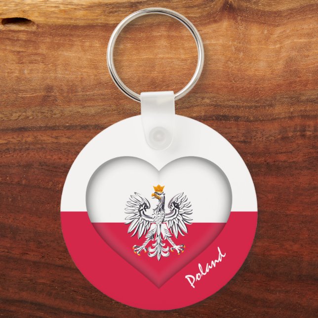 Poland & Heart,  Polish Flag fashion / sports Key Ring (Front)