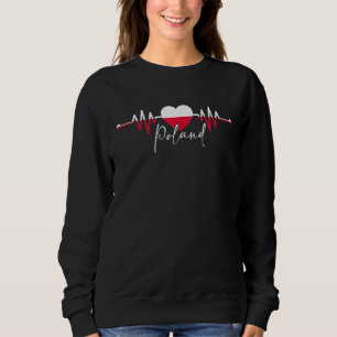 Poland Heritage Roots Proud Heartbeat Polish Flag Sweatshirt