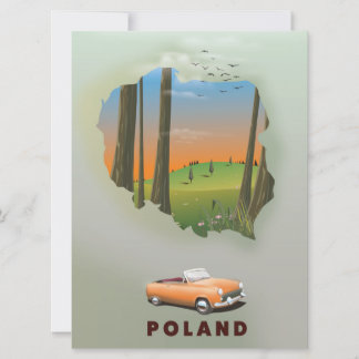 Poland Illustrated travel poster print. Invitation