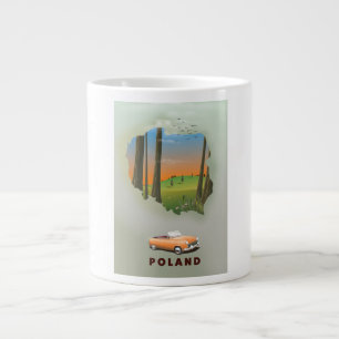 Poland Illustrated travel poster print. Large Coffee Mug