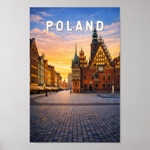 Poland Illustration Travel Art Vintage Poster