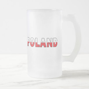 Poland in Polish Flag Colours Frosted Glass Beer Mug