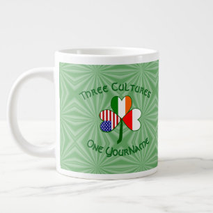 Poland Ireland American Shamrock Flag Personalised Large Coffee Mug