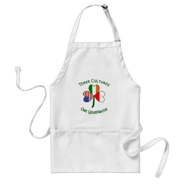 Poland Irish American Flags Shamrock Personalised  Standard Apron (Front)