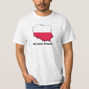 Poland Map and Flag printed on T-Shirt