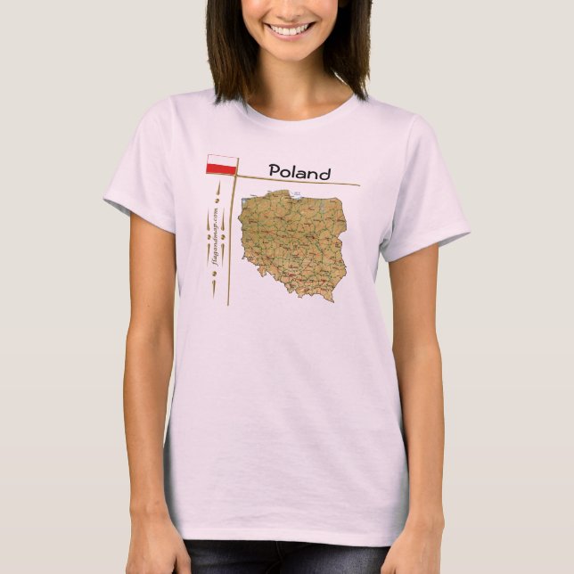 Poland Map + Flag + Title T-Shirt (Front)