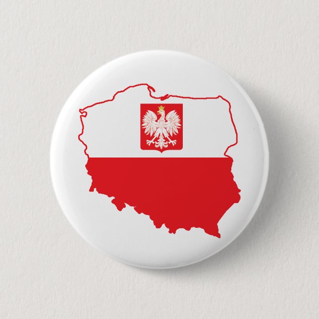 Poland Map In Polish Colours 6 Cm Round Badge (Front)