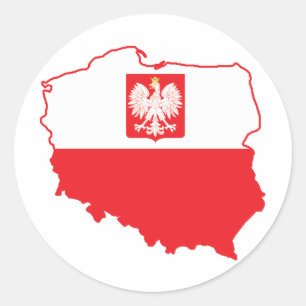 Poland Map In Polish Colours Classic Round Sticker