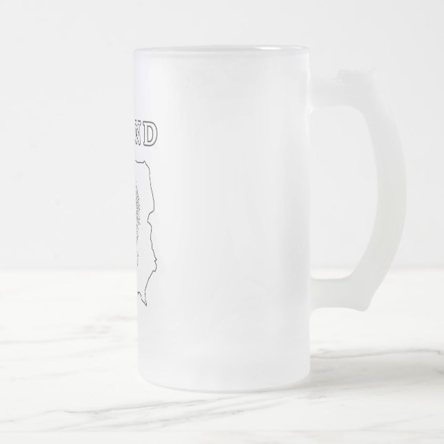 Poland Map With Eagle Frosted Glass Beer Mug (Right)