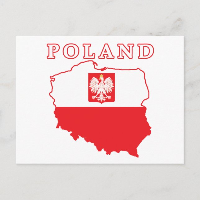 Poland Map With Eagle Postcard (Front)
