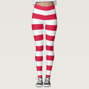 Poland National Flag Colours Horizontal Striped Leggings