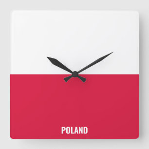 Poland National Flag Patriotic Square Wall Clock