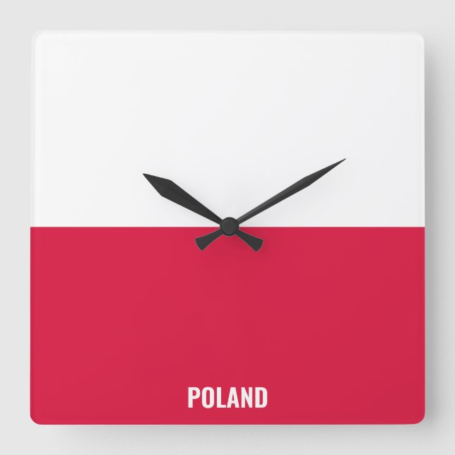 Poland National Flag Patriotic Square Wall Clock (Front)