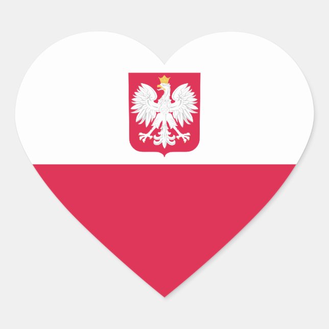 Poland/Pole/Polish Flag Heart Sticker (Front)
