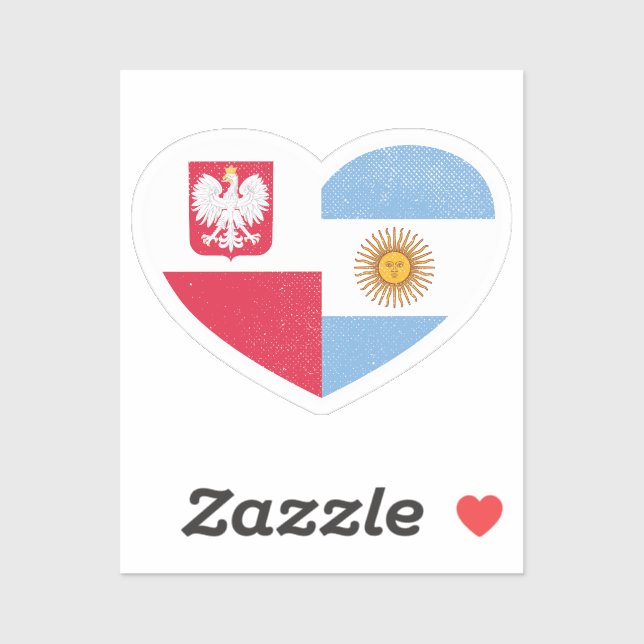 Poland Polish Argentina Argentine Heart Love Flag (Sheet)