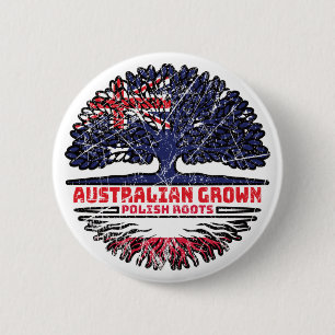 Poland Polish Australian Australia Tree Roots Flag 6 Cm Round Badge