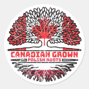 Poland Polish Canadian Canada Tree Roots Flag Classic Round Sticker