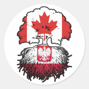 Poland Polish Canadian Canada Tree Roots Flag Classic Round Sticker