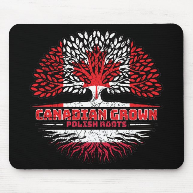 Poland Polish Canadian Canada Tree Roots Flag Mouse Mat (Front)