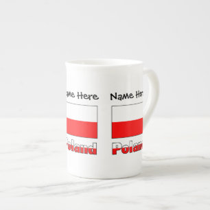 Poland Polish Flag Black Personalisation Bone China Mug