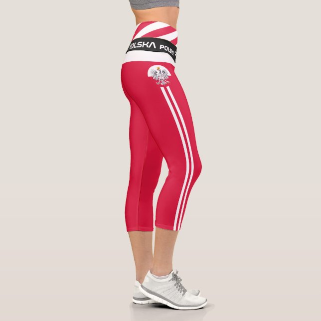 Poland & Polish Flag fashion, Fitness, Sports Capri Leggings (Right)