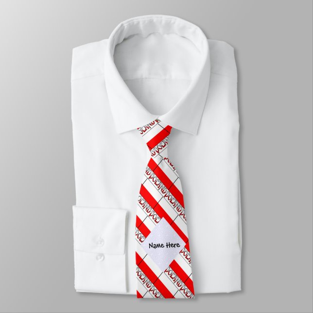 Poland Polish Flag Tiled Black Personalisation  Tie (Tied)
