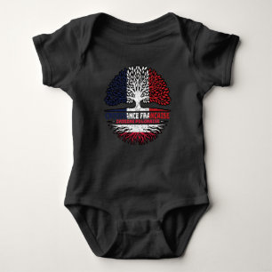 Poland Polish French France Tree Roots Flag Baby Bodysuit