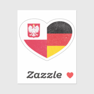 Poland Polish Germany German Heart Love Flag