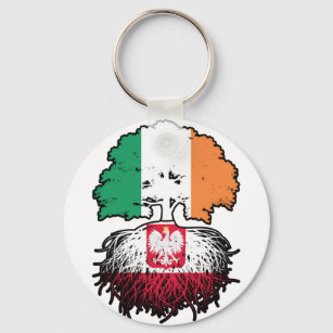 Poland Polish Irish Ireland Tree Roots Flag Key Ring