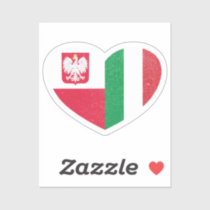 Poland Polish Italy Italian Heart Love Flag