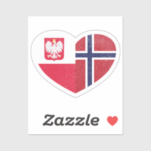 Poland Polish Norway Norwegian Heart Love Flag