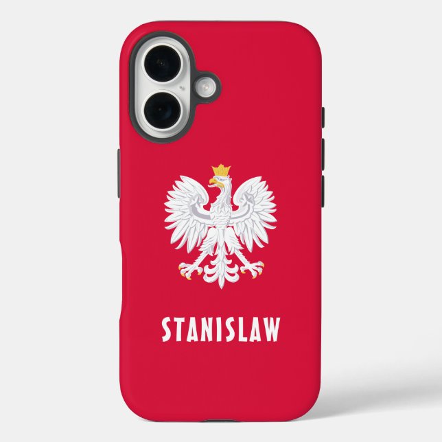 Poland Polish Red White Eagle Polska Custom Name Case-Mate iPhone Case (Back)
