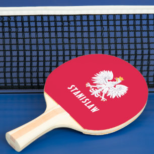Poland Polish Red White Eagle Polska Custom Name Ping Pong Paddle