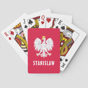 Poland Polish Red White Eagle Polska Custom Name Playing Cards