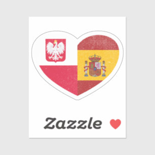 Poland Polish Spain Spanish Heart Love Flag