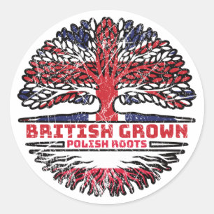 Poland Polish Uk United Kingdom British Tree Roots Classic Round Sticker