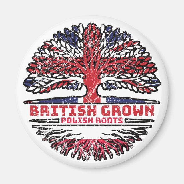 Poland Polish Uk United Kingdom British Tree Roots Magnet (Front)