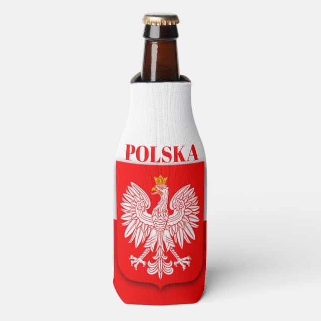 Poland Polska Polish Emblem Eagle  Bottle Cooler (Bottle Front)