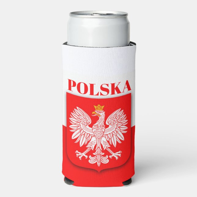 Poland Polska Polish Emblem Eagle  Seltzer Can Cooler (Seltzer Front)