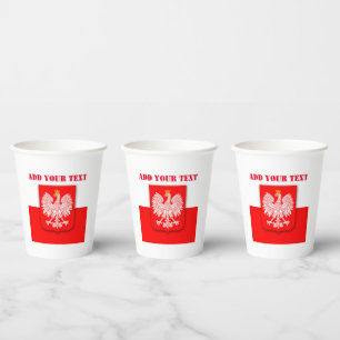 Poland Polska Polish Flag Football Soccer Paper Cups