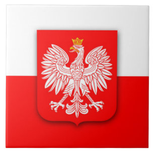 Poland Polska Red White Eagle Polish  Tile