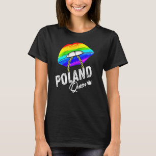 Poland Queen Lgbtq Gay Pride Flag Lips Rainbow Men T-Shirt