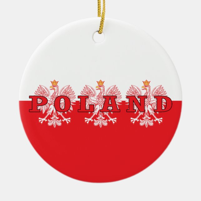 Poland Red Eagles Ceramic Tree Decoration (Front)
