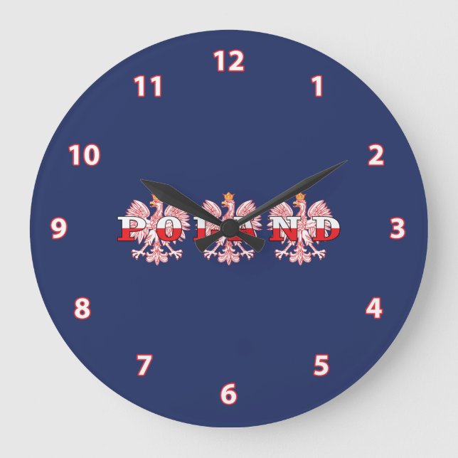 Poland Red Eagles Large Clock (Front)