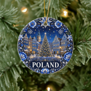 Poland Scenic Keepsake Holiday Ceramic Tree Decoration