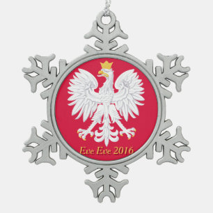 Poland Snowflake Pewter Christmas Ornament