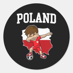 Poland Soccer Dabbing Footbyll Polska Polish Kids Classic Round Sticker