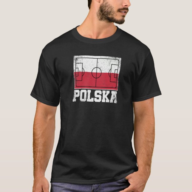 Poland Soccer Field Country Flag Polska Polish Pri T-Shirt (Front)